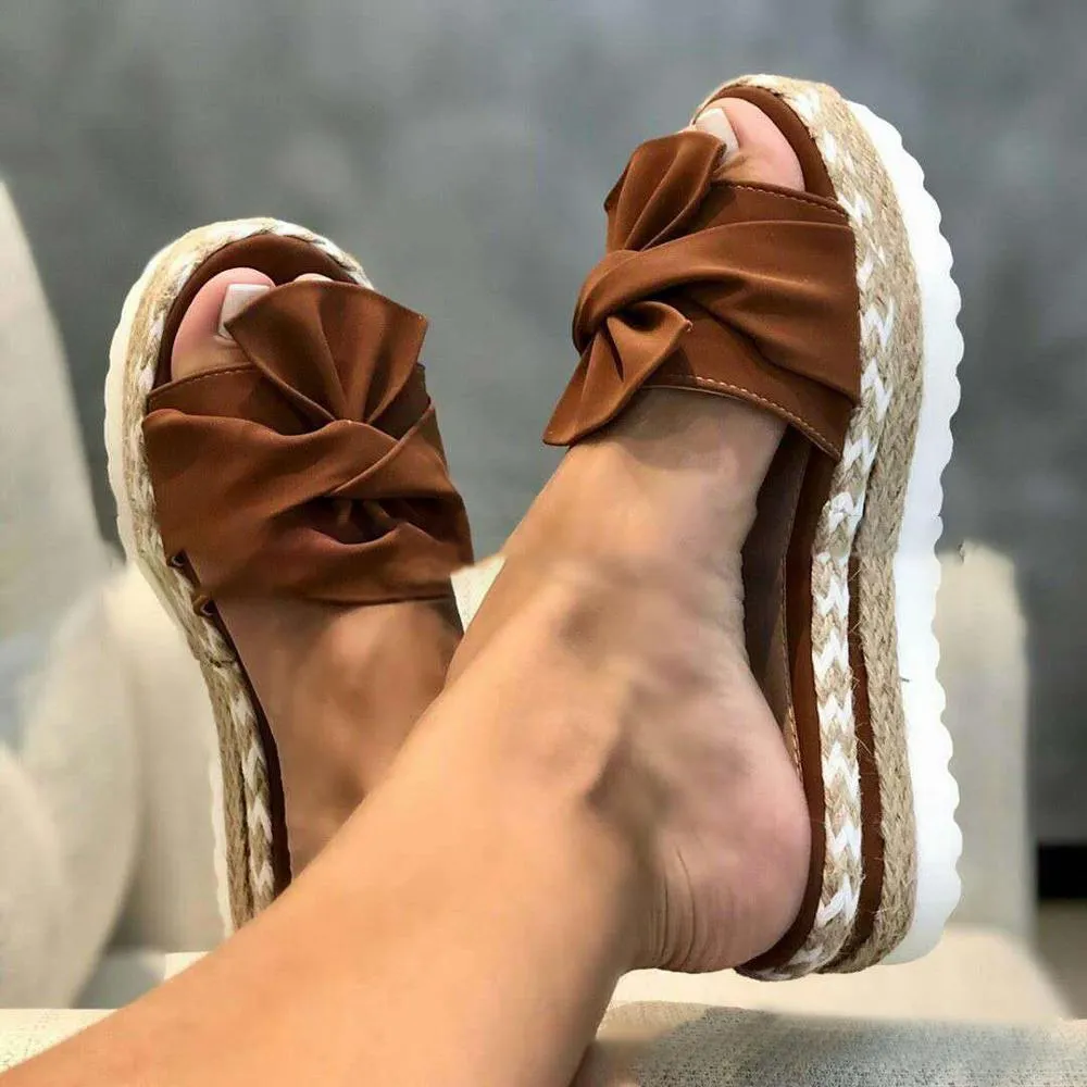 2020 Summer Fashion Sandals Shoes Women Bow Summer Sandals Slipper Indoor Outdoor Flip-flops Beach Shoes Female Slippers Basic Flip Flops