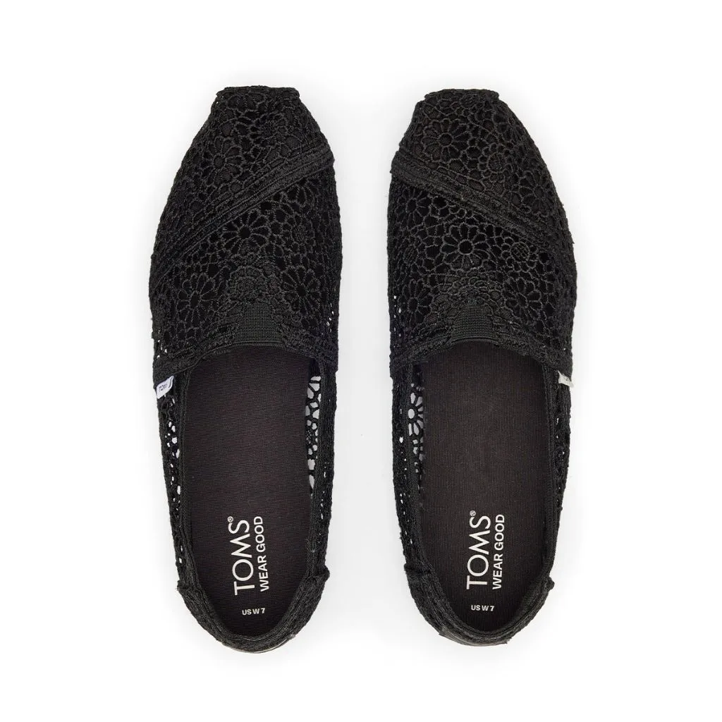 Best Slip On Waterproof Shoes Toms Alpargata Women - Black Moroccan Crochet