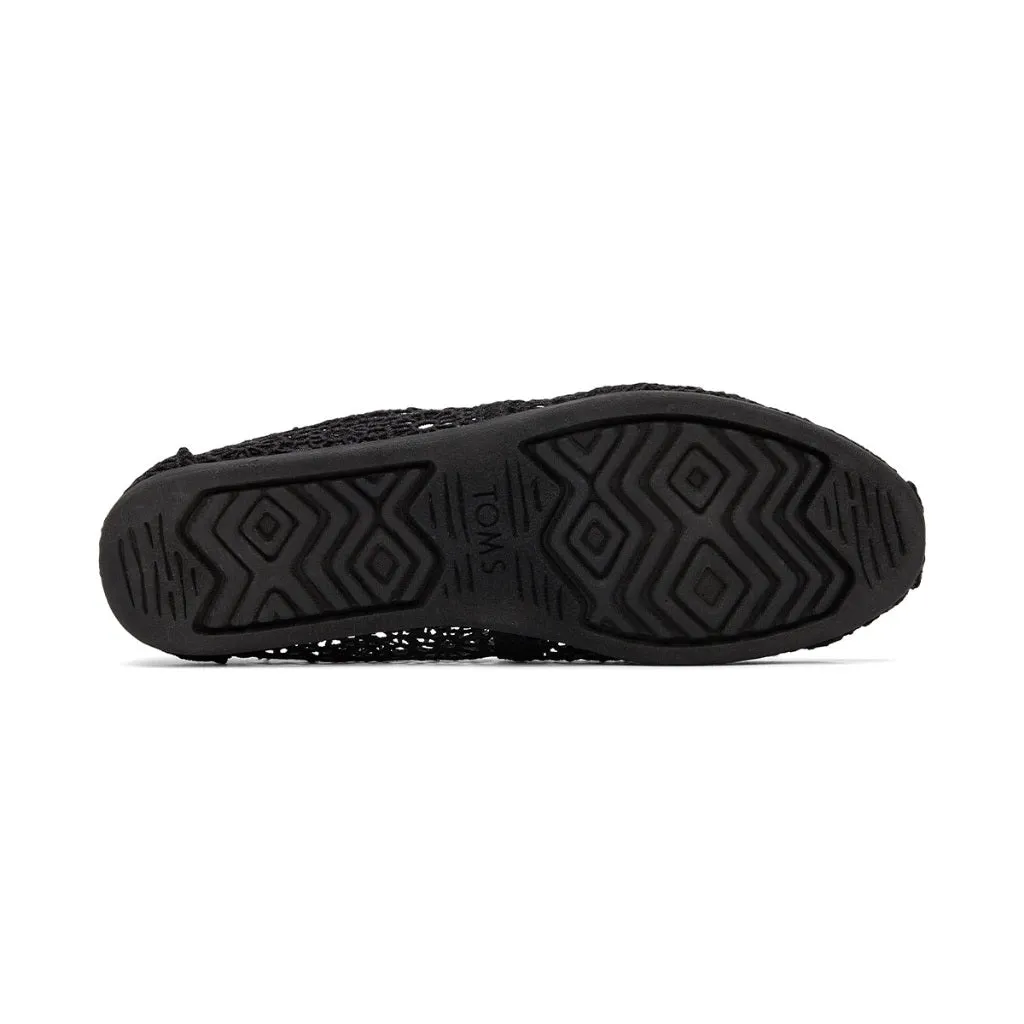 Haller Slip On Toms Alpargata Women - Black Moroccan Crochet