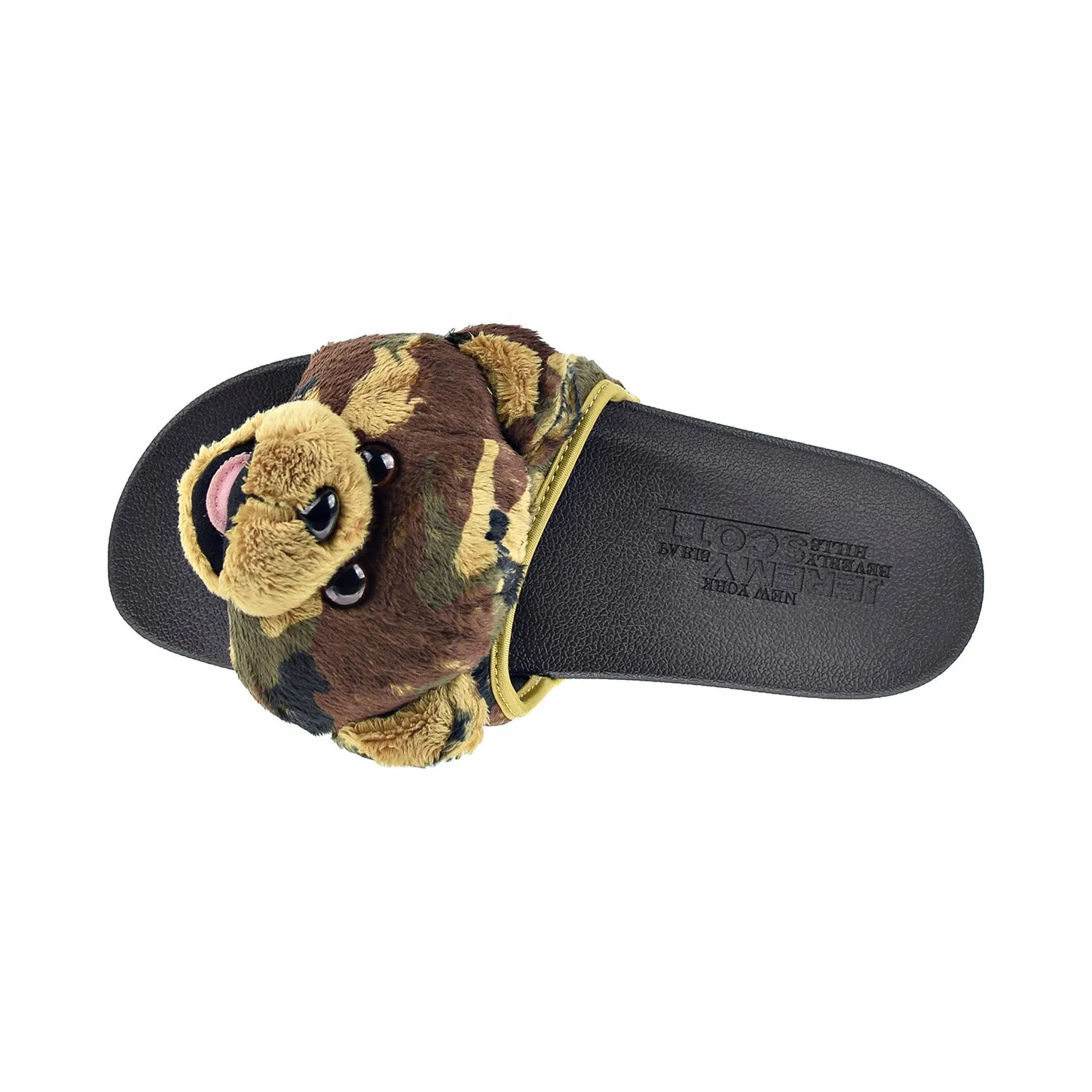 Adidas JS Adilette Jeremy Scott Teddy Men's Slides Camo Flannel Lined Slippers