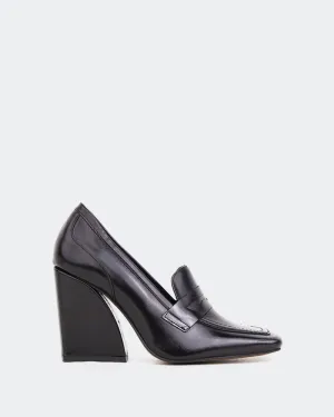Loafers Chunky Heel Jardins Black Leather
