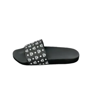 MCM Mens Black Visetos Rubber Slides Freda Salvador Sandals