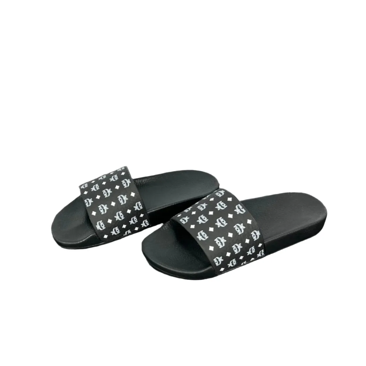 Fashionable And Comfortable Sandals MCM Mens Black Visetos Rubber Slides