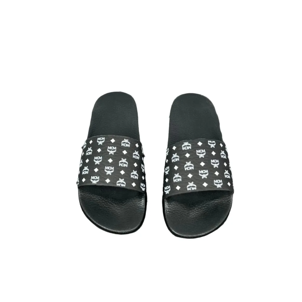 MCM Mens Black Visetos Rubber Slides Softwalk Sandals