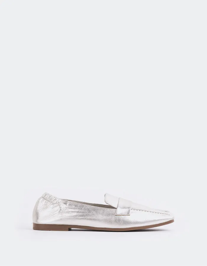 Medici Silver Metal Zebra Loafers