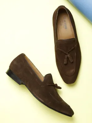 Men Brown Solid Suede Formal Slip-Ons Jinny Slip On
