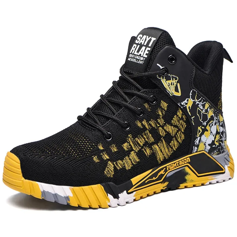 Men Indestructible Work Sneakers High Top Safety Shoes Best Work Boots For Garbage Man