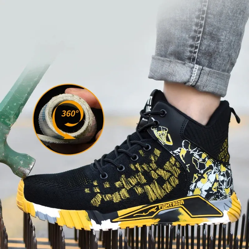 Men Indestructible Work Sneakers High Top Safety Shoes Difference Between Hiking And Work Boots