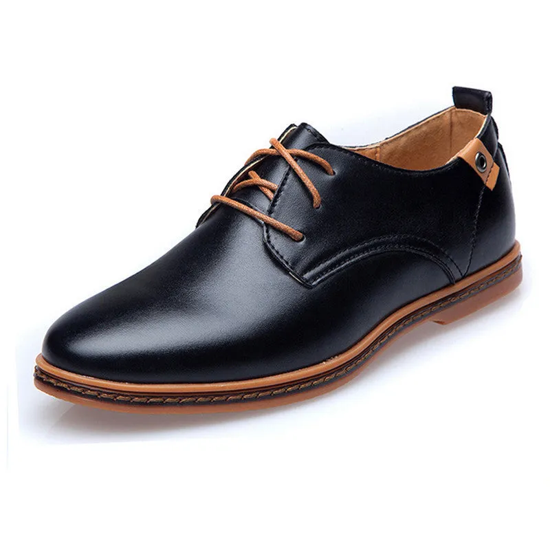 Light Breathable Work Boots Men Leather Shoes Casual Leather Lace-up Shoes Black Brown Flat Leather Loafers Oxford shoes Plus size 45,46,47