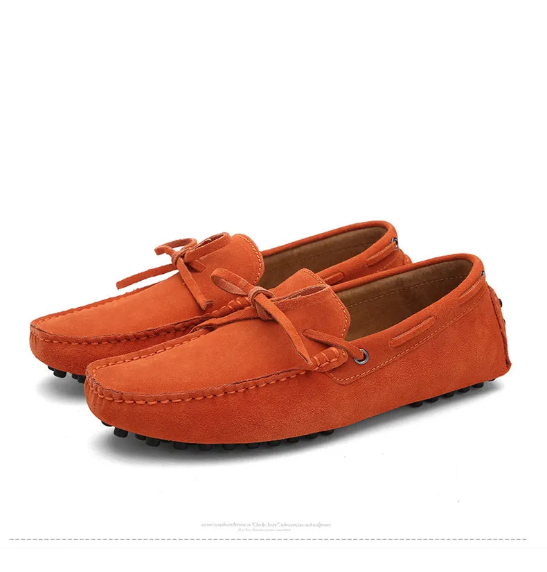 Block Heeled Loafers Men Nubuck Loafers Shoes Moccasins
