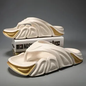 Wedge Heel Slippers Men Summer Non-slip Flip Flops Outside Beach Slippers Flat Shoes