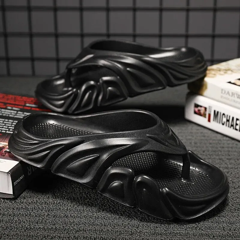 Outside Slippers Men Summer Non-slip Flip Flops Outside Beach Slippers Flat Shoes