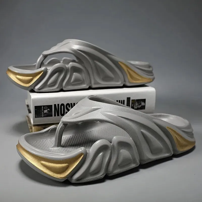 Promotional Slippers Men Summer Non-slip Flip Flops Outside Beach Slippers Flat Shoes