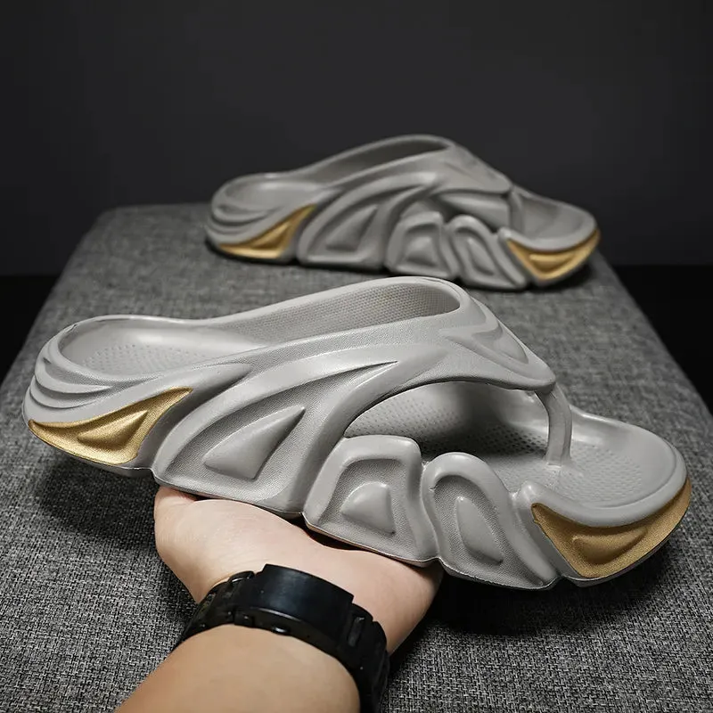 Dusty Slippers Men Summer Non-slip Flip Flops Outside Beach Slippers Flat Shoes