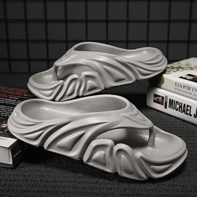 Men Summer Non-slip Flip Flops Outside Beach Slippers Flat Shoes Customizable Slippers