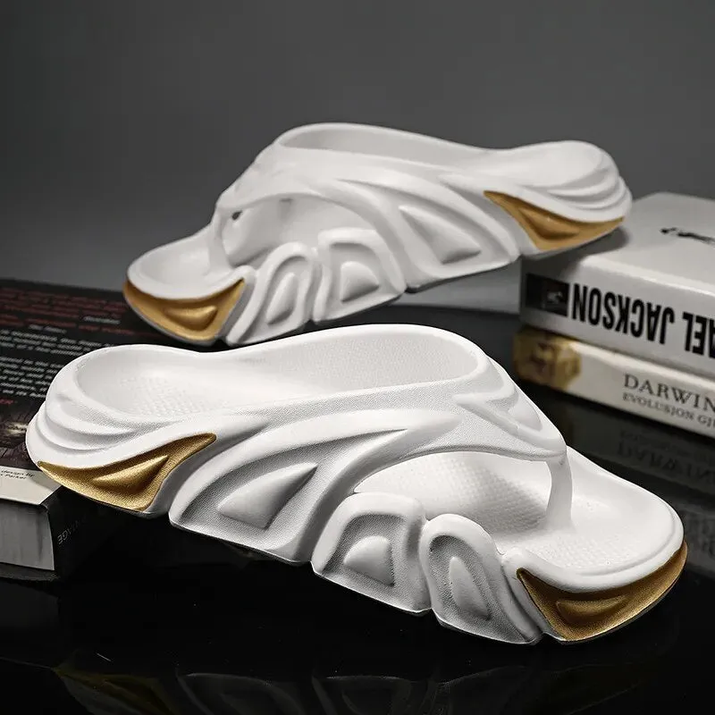 Ruby Slides Men Summer Non-slip Flip Flops Outside Beach Slippers Flat Shoes