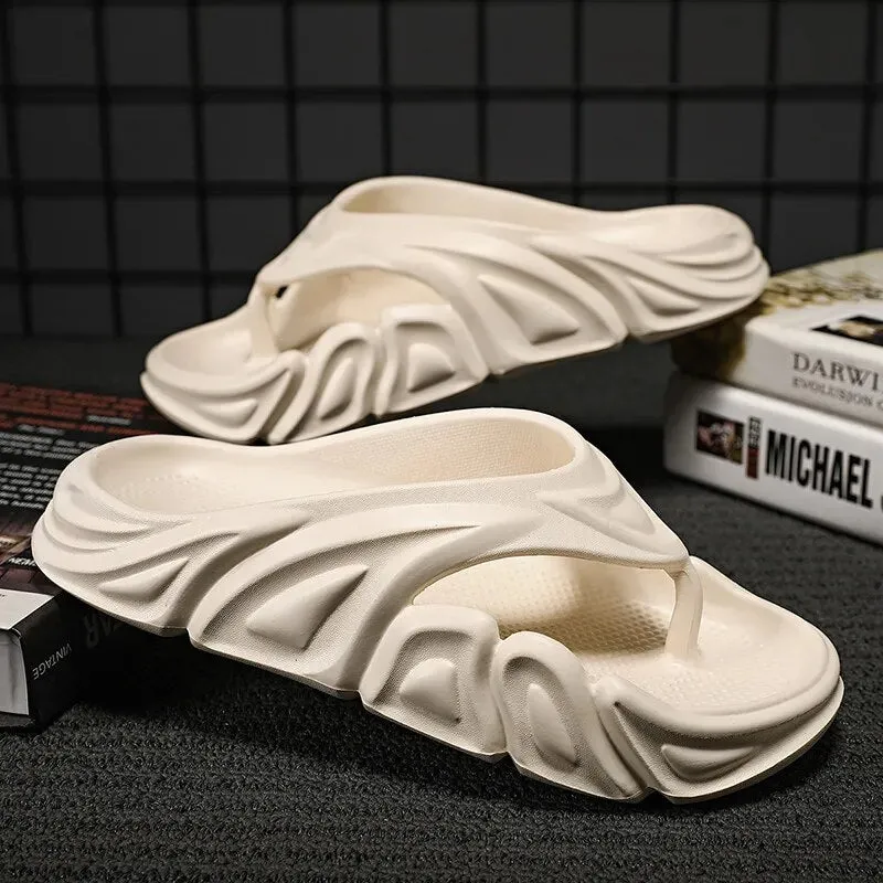 Men Summer Non-slip Flip Flops Outside Beach Slippers Flat Shoes Ruby Slippers Real