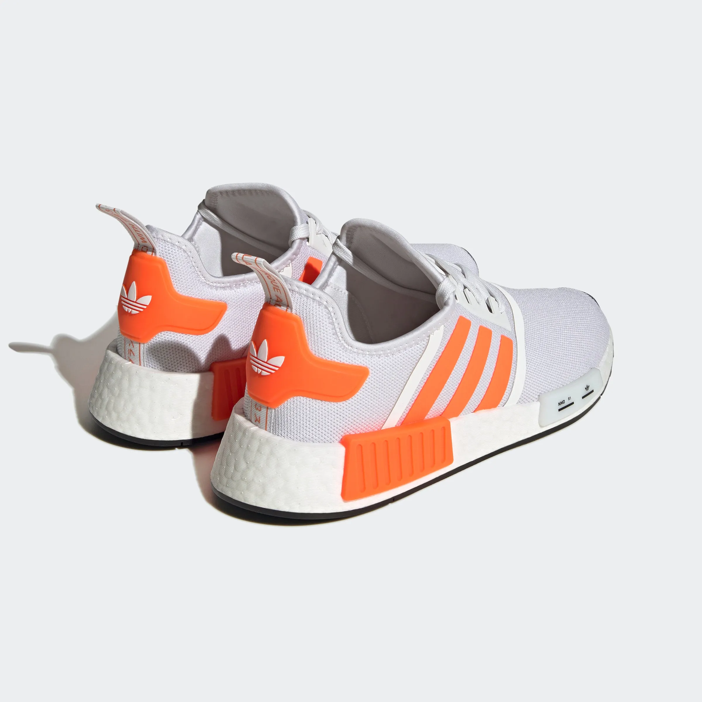 Men's adidas Originals NMD_R1 Shoes Cloud White Orange Adidas Shoes Wide Sizes