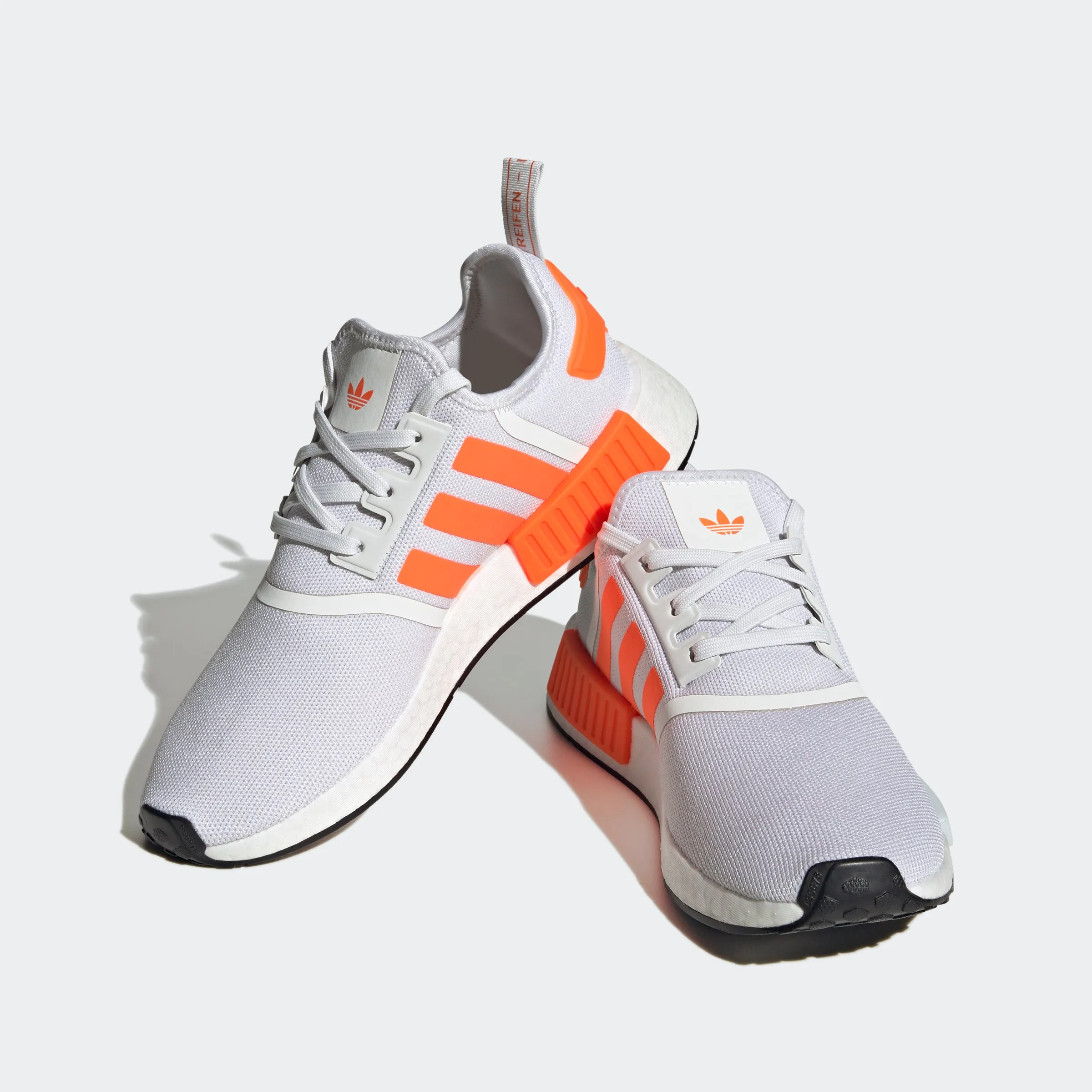 Men's adidas Originals NMD_R1 Shoes Cloud White Orange Adidas Flyknit Shoes