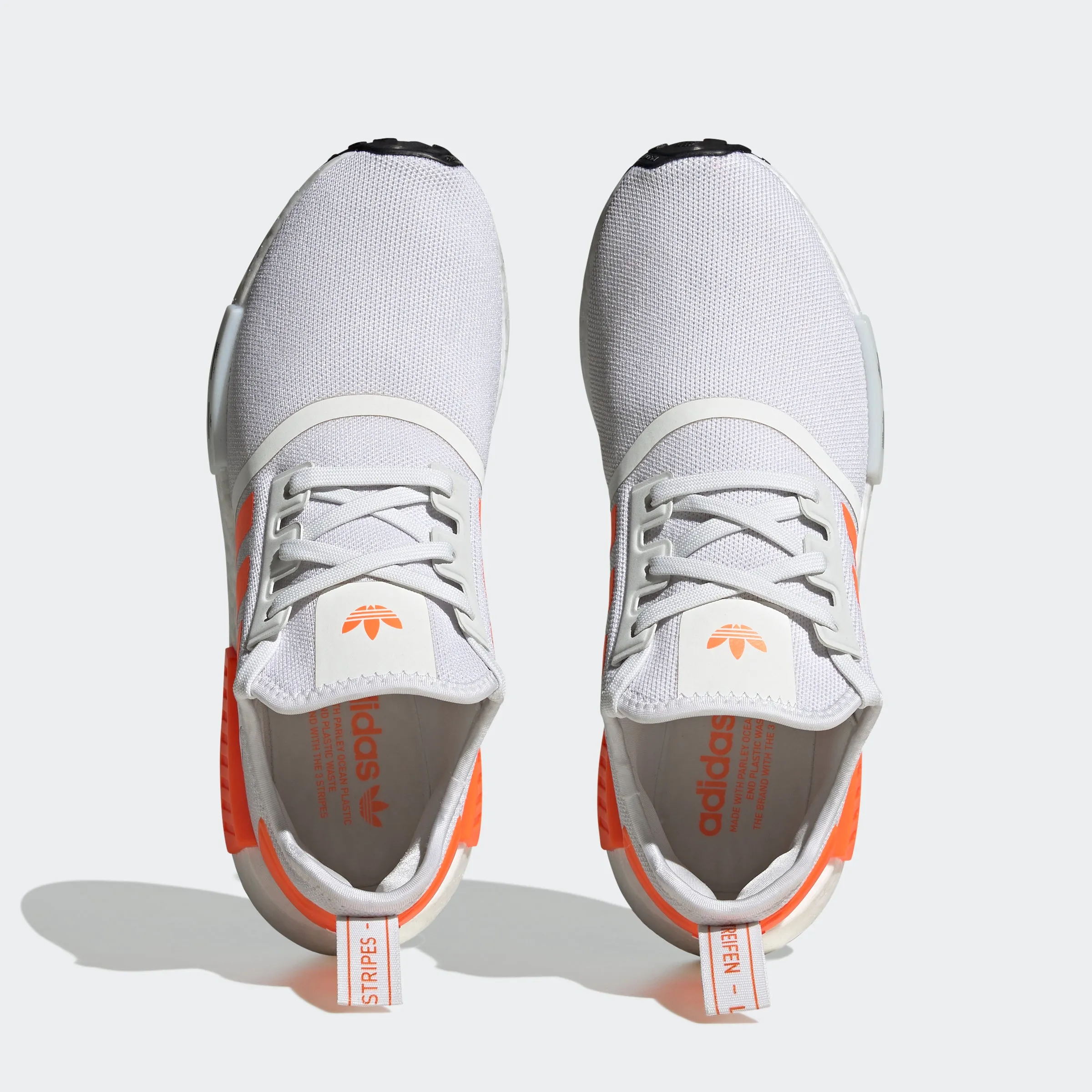 Men's adidas Originals NMD_R1 Shoes Cloud White Orange Adidas High Tops Shoes