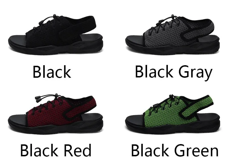 Flat Feet Barefoot Shoes Mens Beach Flat Sandals Peep Toe Black Shoes Walking Sandalias Hombre Verano