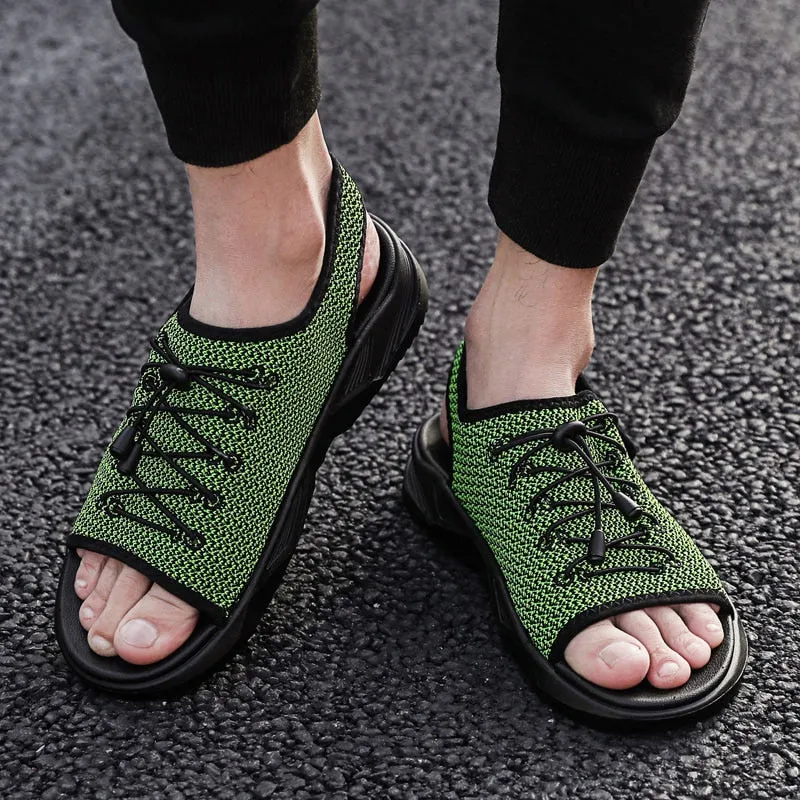 Best Shoes For Flexible Flat Feet Mens Beach Flat Sandals Peep Toe Black Shoes Walking Sandalias Hombre Verano