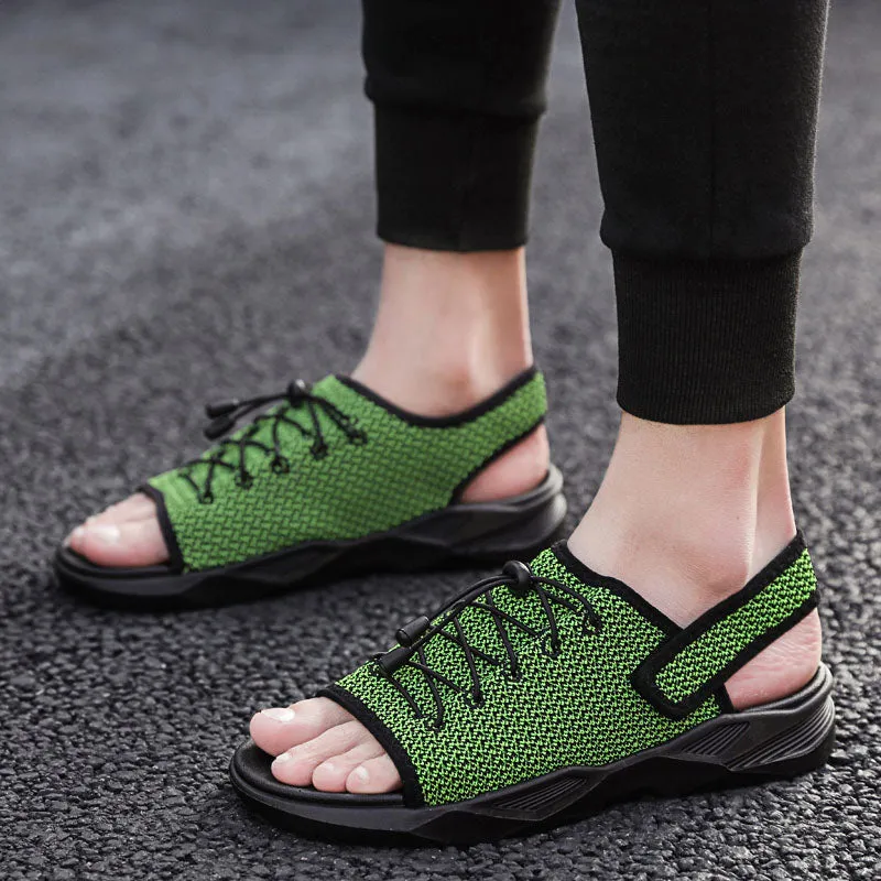 Mens Beach Flat Sandals Peep Toe Black Shoes Walking Sandalias Hombre Verano Workout Shoes For Wide Flat Feet