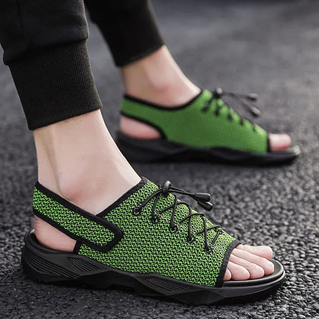 Mens Beach Flat Sandals Peep Toe Black Shoes Walking Sandalias Hombre Verano Flat Shoes Socks