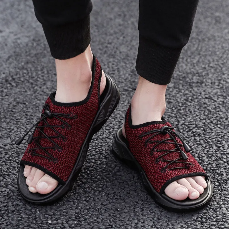 Best Flat Shoes For Travel Mens Beach Flat Sandals Peep Toe Black Shoes Walking Sandalias Hombre Verano