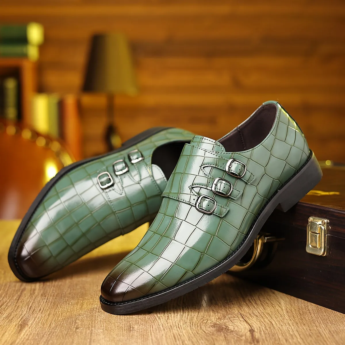 Outfits For Loafers Men's Elegant Formal Shoes With PU Insole | Green Blue And Other Colors