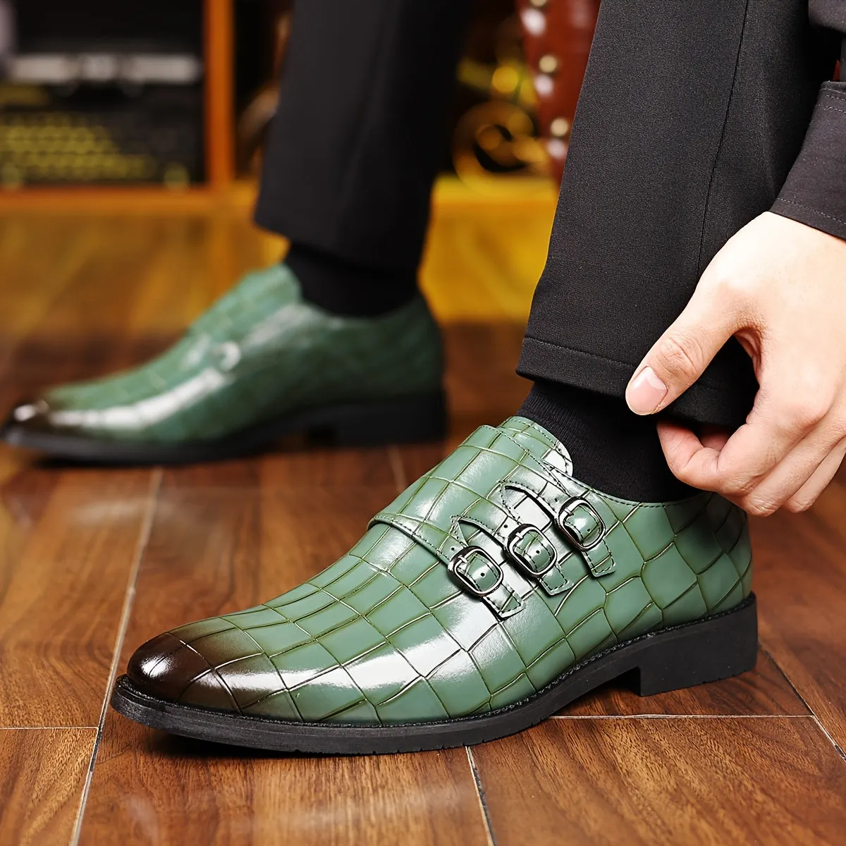 Men's Elegant Formal Shoes With PU Insole | Green Blue And Other Colors Goodyear Welted Loafers