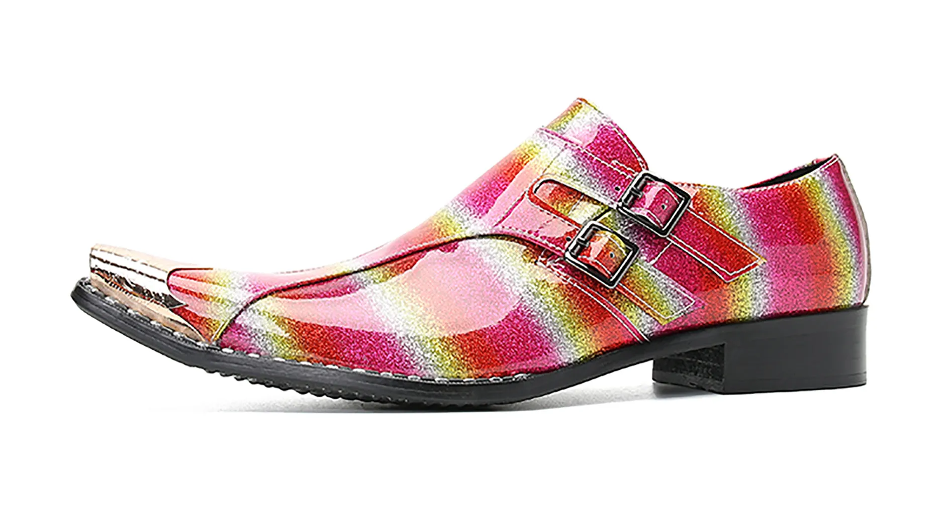 Men's Metal Tip Double Buckle Western Loafer Rockport Work Boots