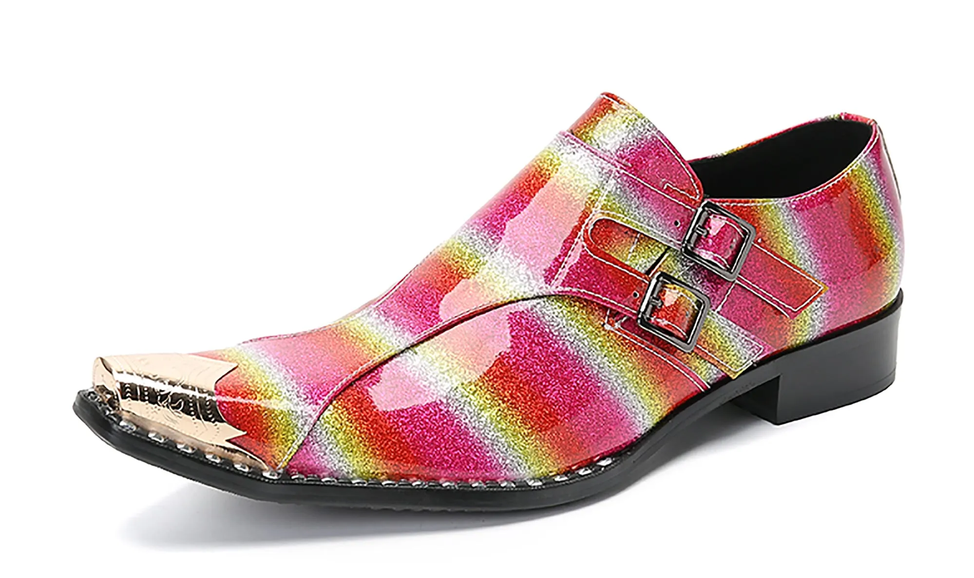 Men's Metal Tip Double Buckle Western Loafer Work Boots For Kids