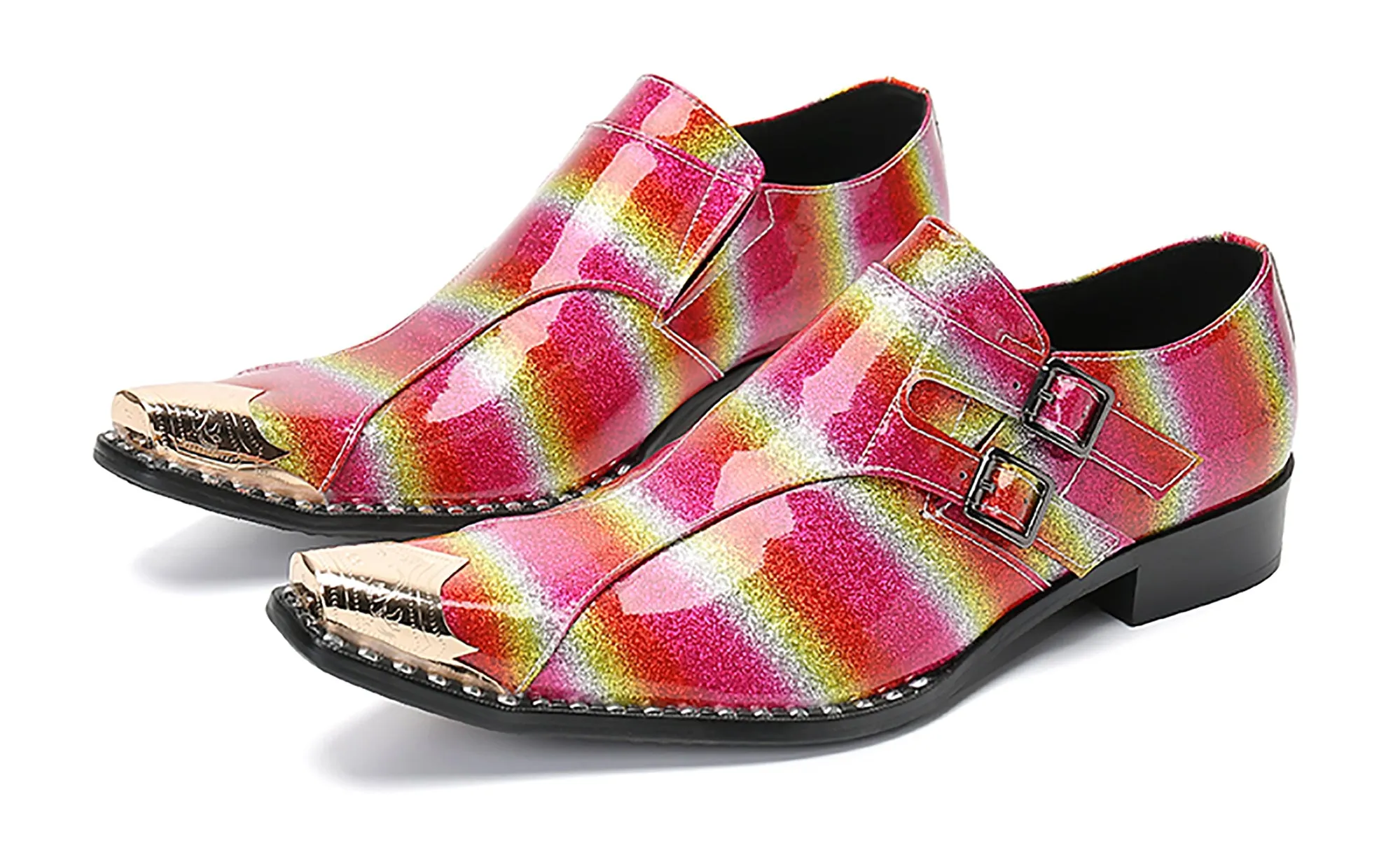 Men's Metal Tip Double Buckle Western Loafer Insoles For Work Boots