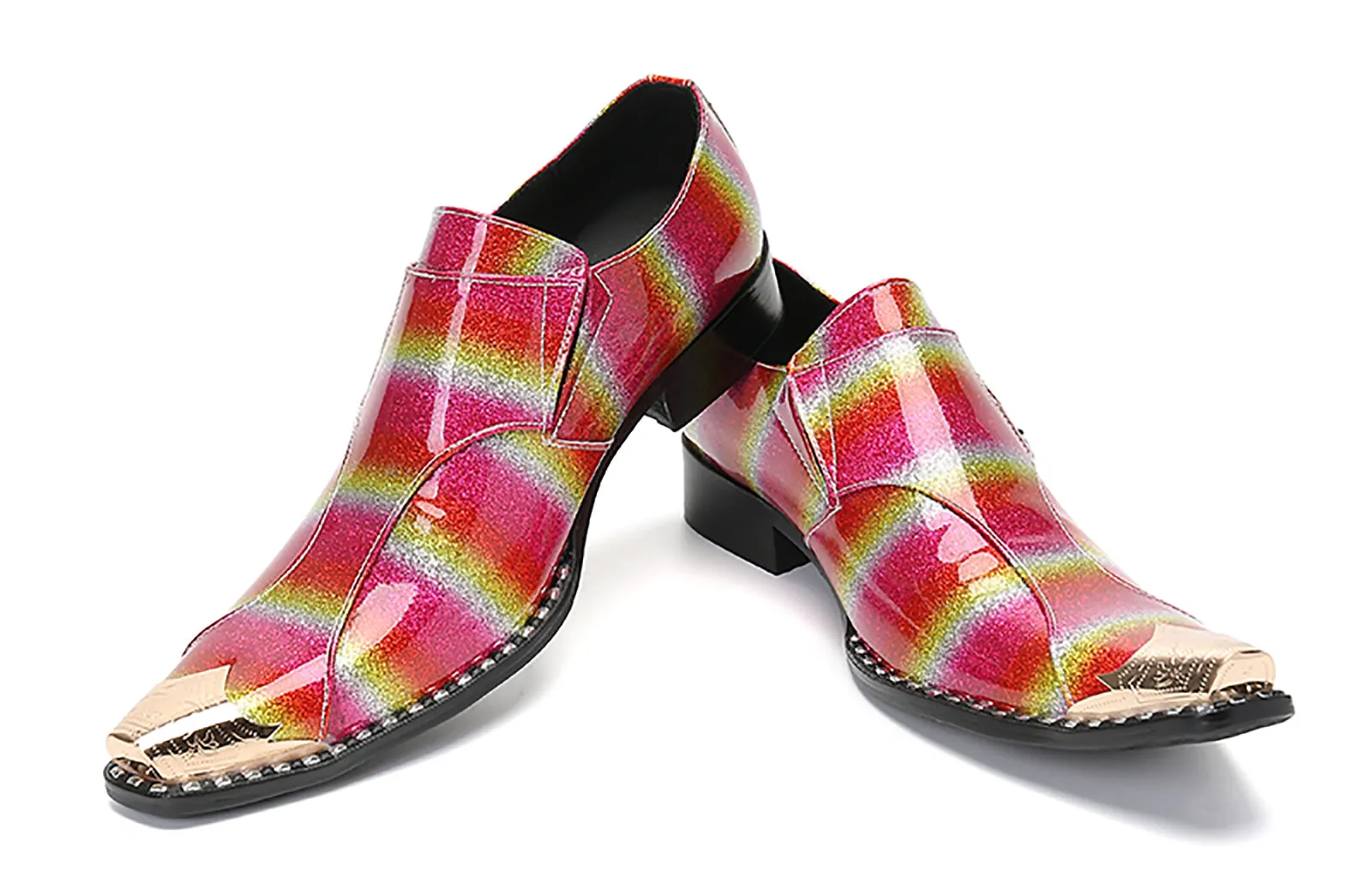 Men's Metal Tip Double Buckle Western Loafer Ventilated Work Boots