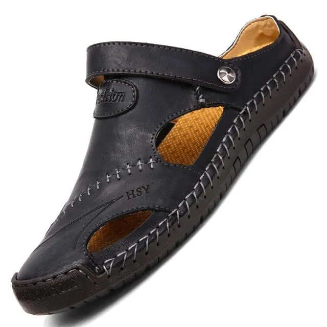 Blood Pressure Slippers Men's Sandals Genuine Leather