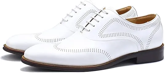 Uniform Work Boots Men's Wingtip Oxfords Ivory White