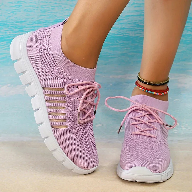 Track Sneakers Mesh Breathable Soft Sole Sneakers Women Lightweight Non-Slip Running Walking Shoes Woman