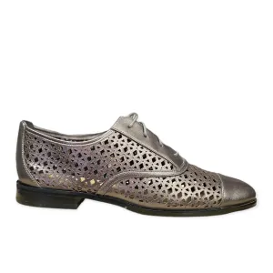 Metallic Laser Cut-Out Oxford Lace Up Loafers Fendi Oxfords