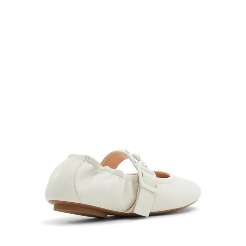 Milenia Women's Ballerinas & Mary Janes - White/Bone Lined Slip On Shoes