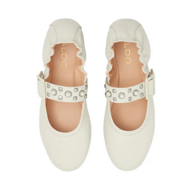 Milenia Women's Ballerinas & Mary Janes - White/Bone Casual Dress Shoes Slip-on