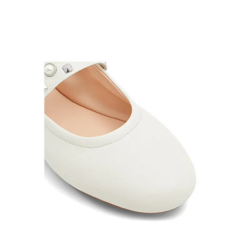 Milenia Women's Ballerinas & Mary Janes - White/Bone Slip On Work.boots