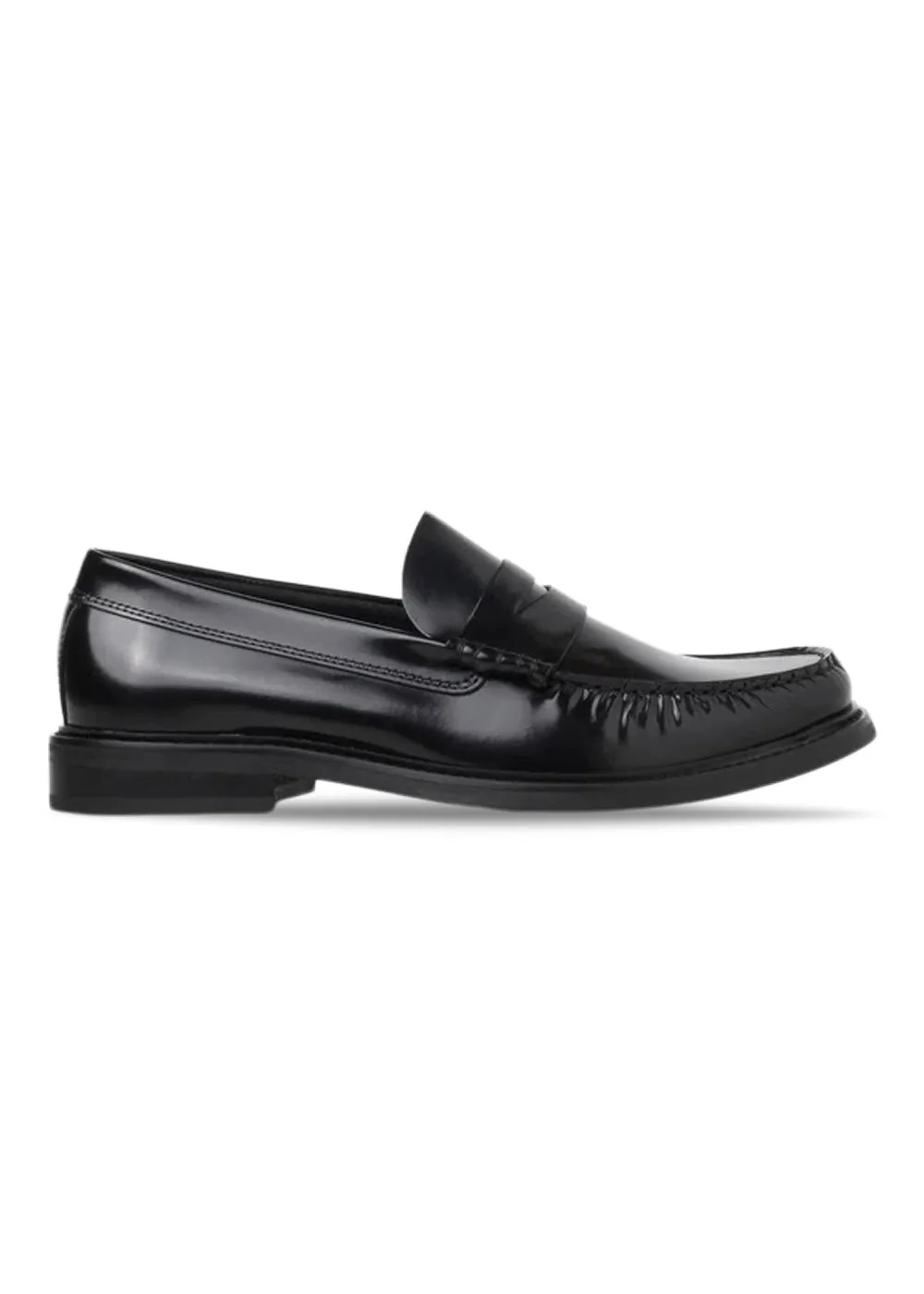 GP0006 - Black Polido - Black Grenson Penny Loafers
