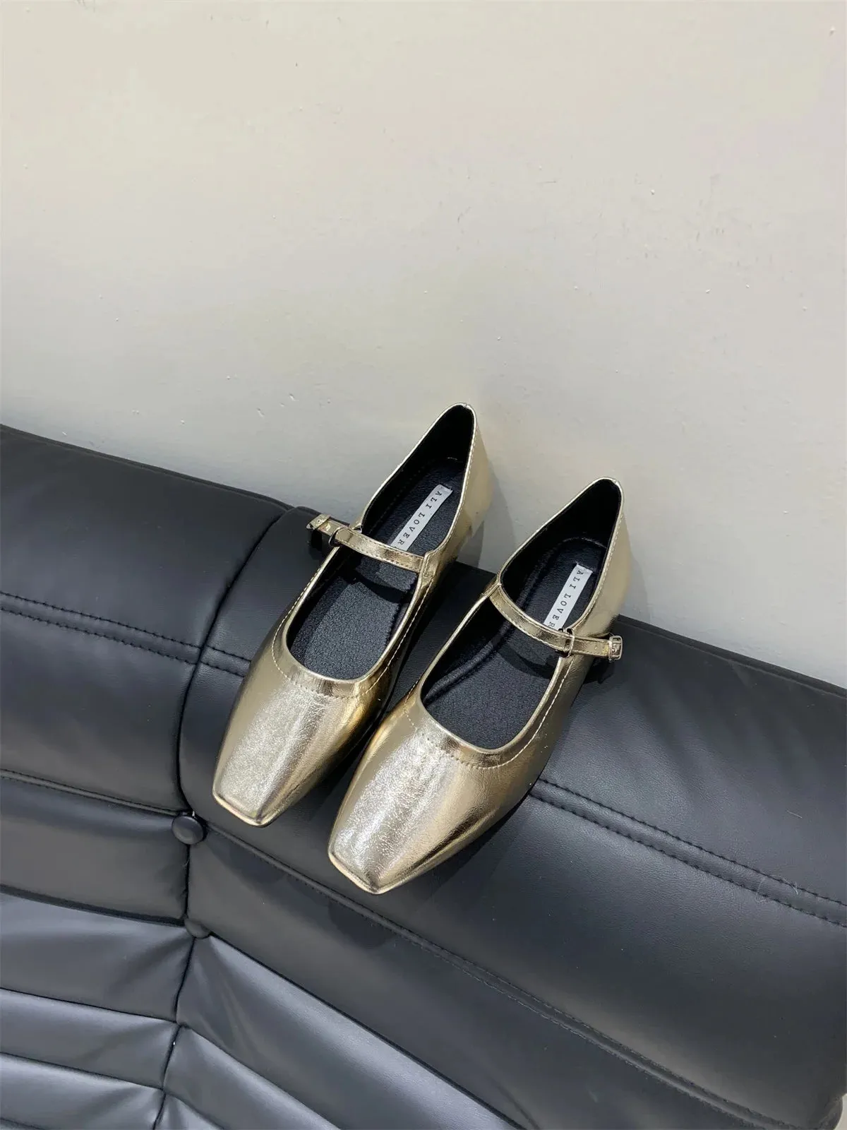 Leather Tassel Loafers MQTIME  -  Elegant Loafers Mary Jane Ballet flats Shoes For Women 2024 Spring Summer Casual Buckle Strap Female Dress Shoes Low Heels Mule