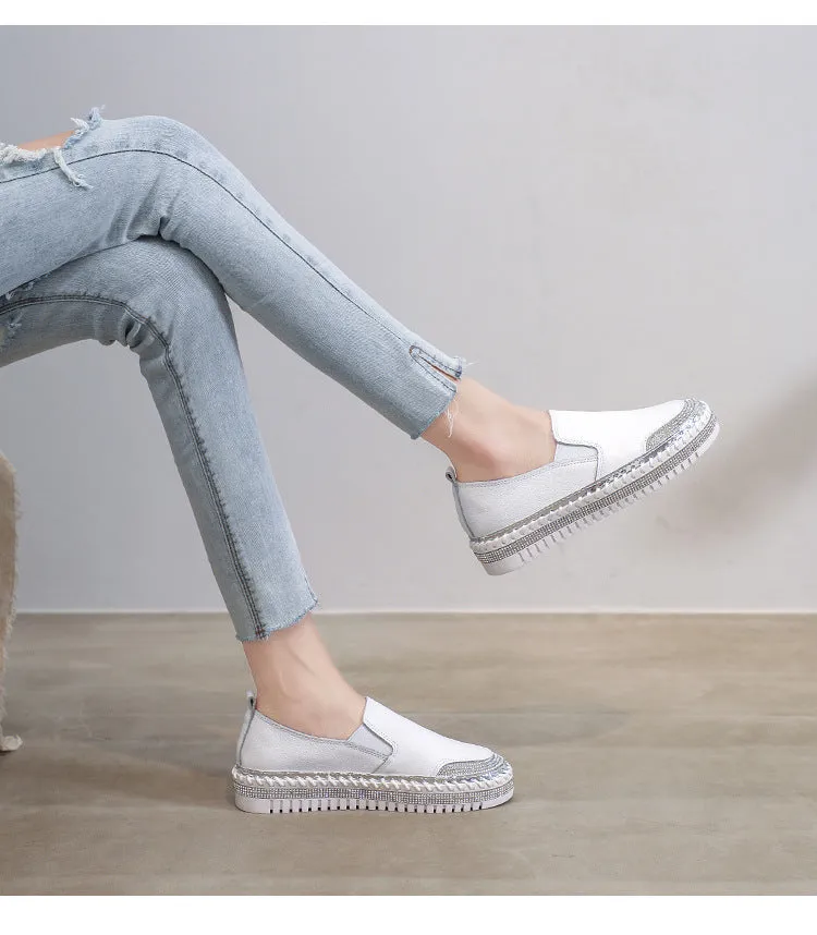 Nanccy Casual Versatile Diamond Inlaid Shoes Roofing Work Boots