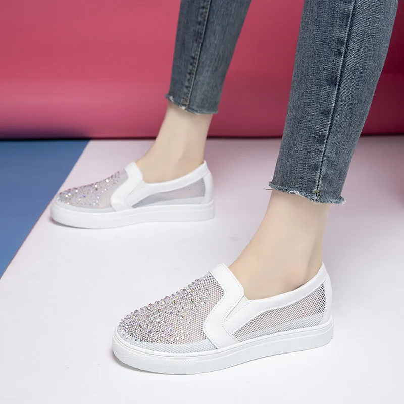 Work Boot Store Near Me Nanccy Mesh Rhinestone Thick Sole Casual Shoes