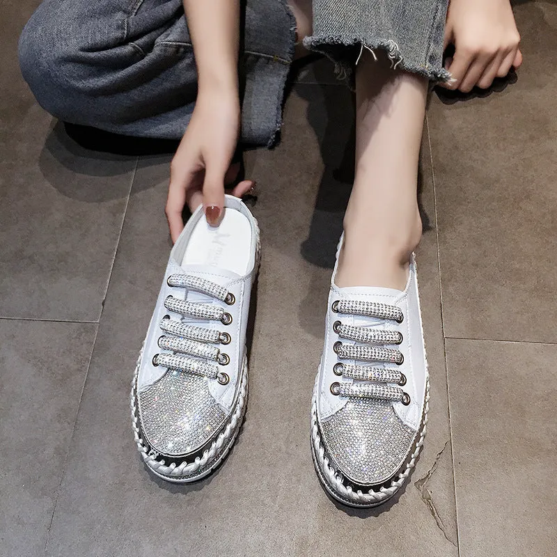 Nanccy Rhinestone Flat Bottom Casual Slippers Wellington Work Boots Made In Usa