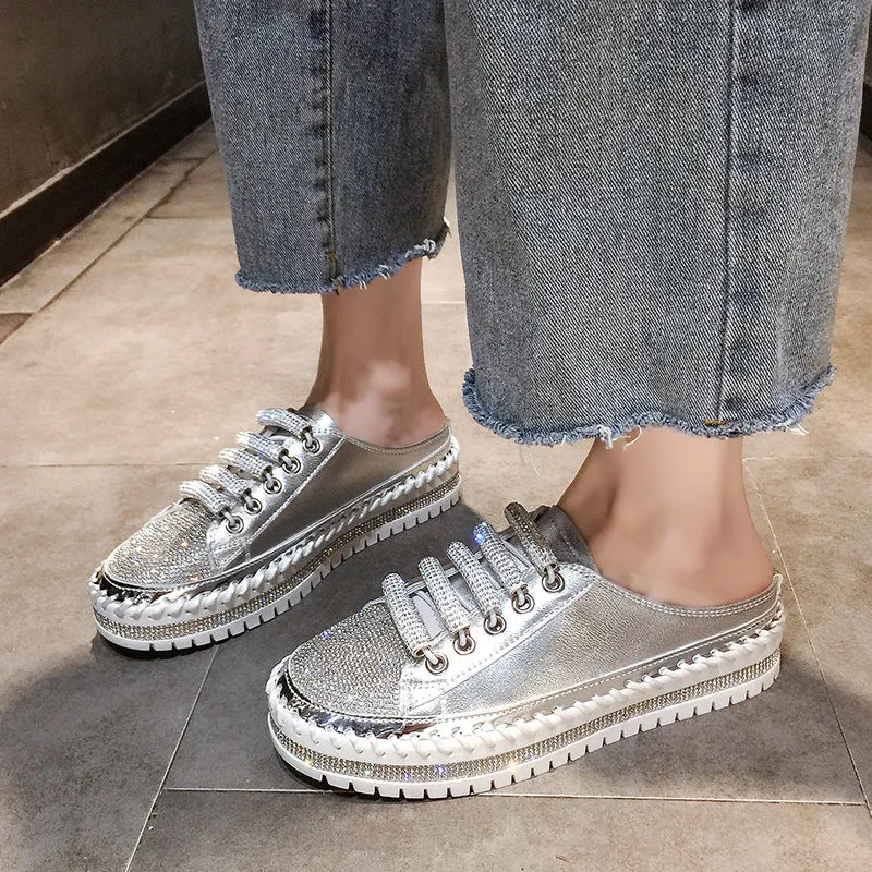 Nanccy Rhinestone Flat Bottom Casual Slippers Composite Work Boots Near Me