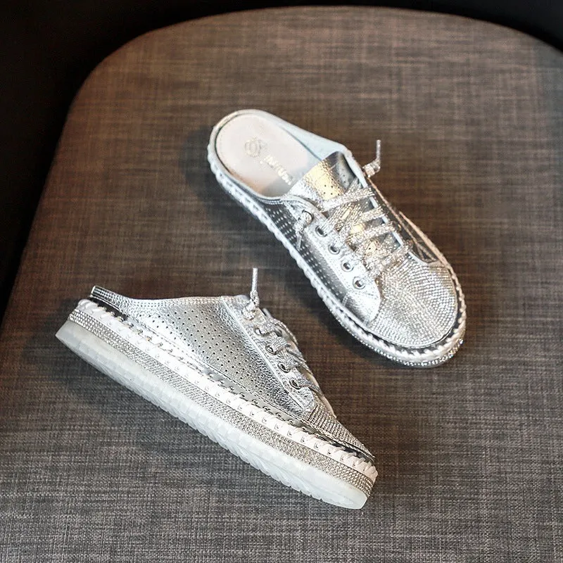 Nanccy Rhinestone  Hollow Breathable Sippers Most Durable And Comfortable Work Boots