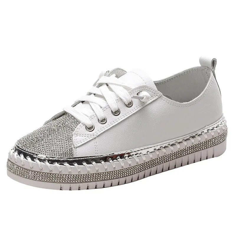 Nanccy Rhinestone Thick-soled Casual Shoes The Best Work Boots